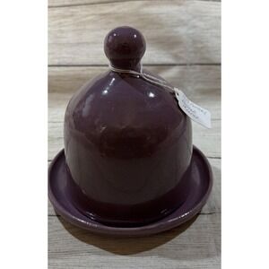 Vintage BB Bybee Pottery KY Purple Covered Butter Bell or Cheese Server Handmade